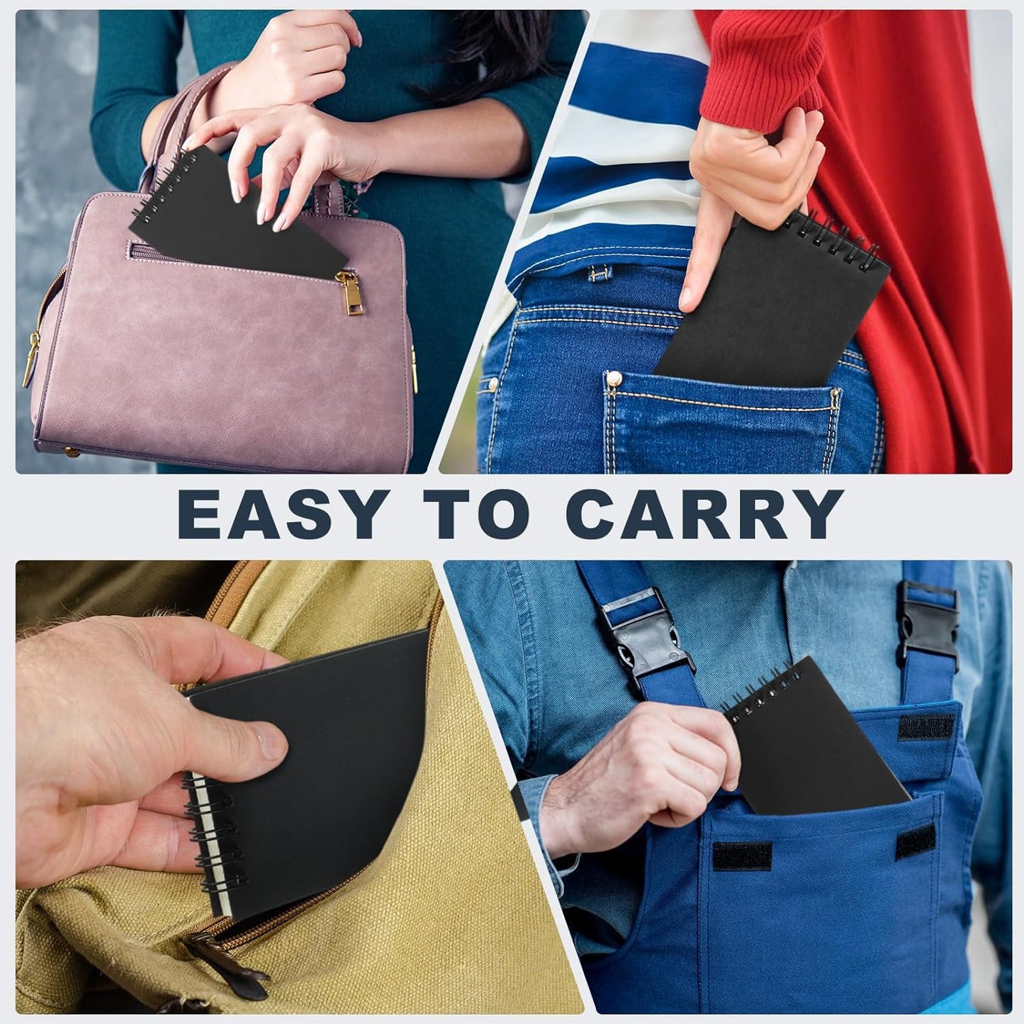 Tenceur 100 Pcs Pocket Notebook Bulk Small 3x5 Inch Spiral Notepads Mini Top Bound Notebook with Lined 120 Pages Ruled Memo Pads for Office College Nurse Essentials Back to School Gift (Black)