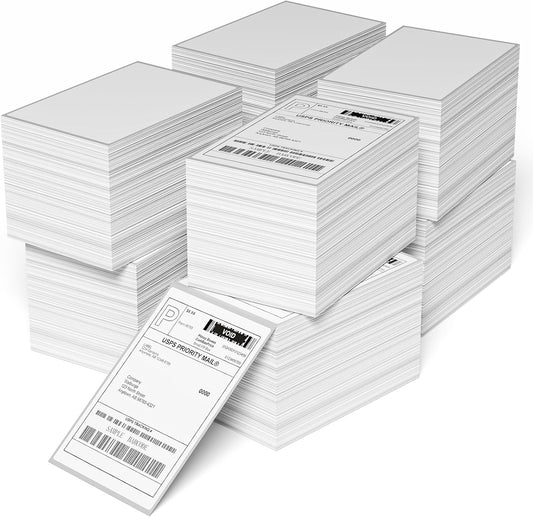 Direct Thermal Label-Shipping Label 4x6-NefLaca Thermal Printer Sticker 4"x6"-Mailing Label,Compatible with Rollo,Nelko,Zebra. MUNBYN Printer,Fanfold Shipping Label(4 Packs of Total 8000 Labels)