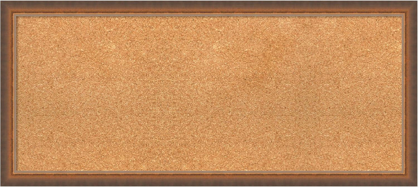 Amanti Art Natural Cork Board for Wall, 16x36 Vision Board with Bronze Frame, Medium Corkboard Office Decor for Home Organization, Modern Corkboard Pinboard to Display Items for Home Organization in