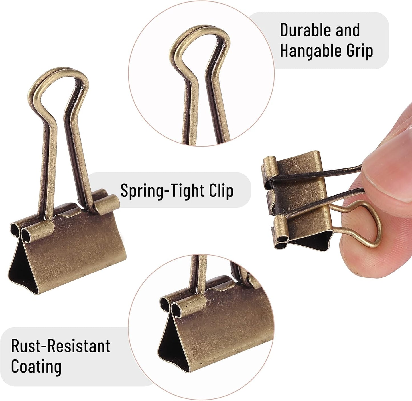 Mr. Pen - 50Pack Mini Bronze Binder Clips 0.75 in, Paper/Binder/Small Office Clips