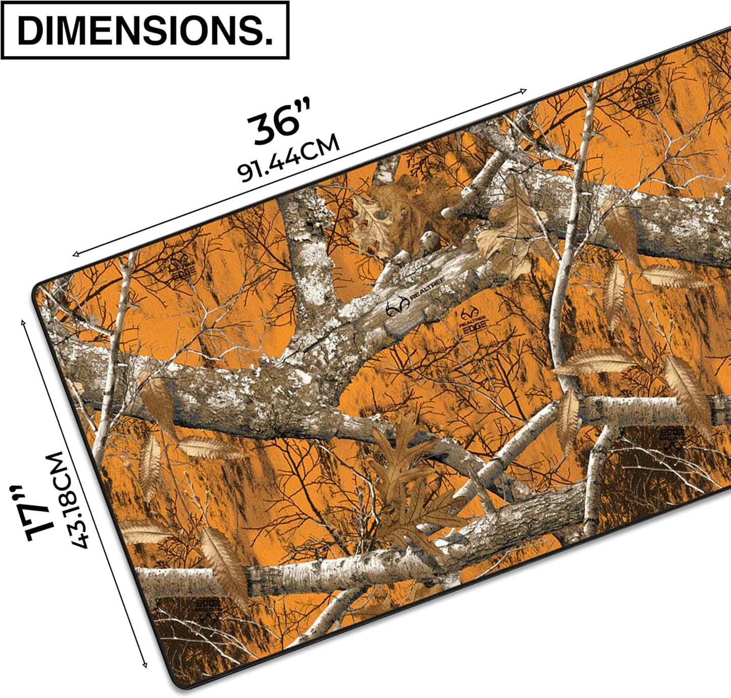MPCO. Real Tree Large Gaming Desk Pad - 36" x 17" Duraglyde Fabric Edge Orange – Without Logo Desk Mats - Non-Slip, Washable, Smooth Glide for Precision Gaming & Work
