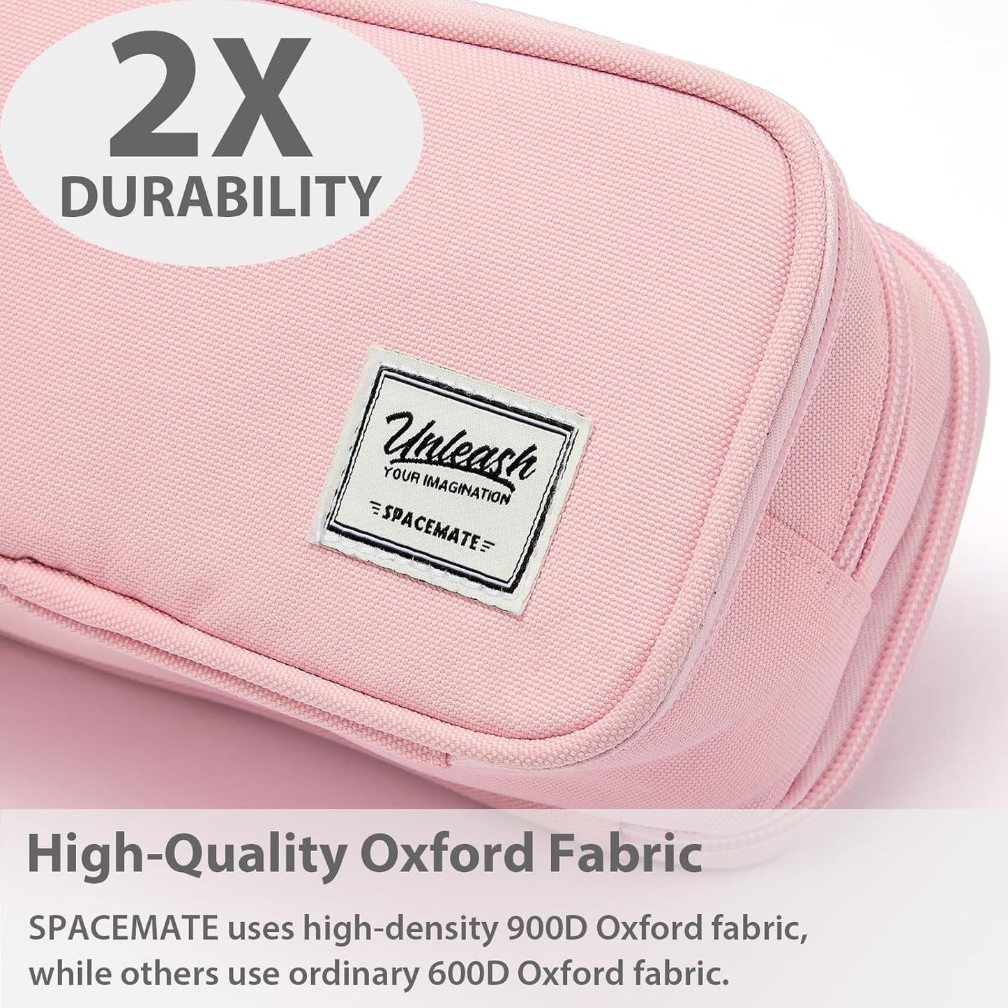 Pencil Case Pouch Box Bag School Supplies Girls Boys Kids, Cute Preppy Stuff Big Capacity Aesthetic Pen Organizer, Back to College Stationary, Pink, Extra Large Style, 2300ml