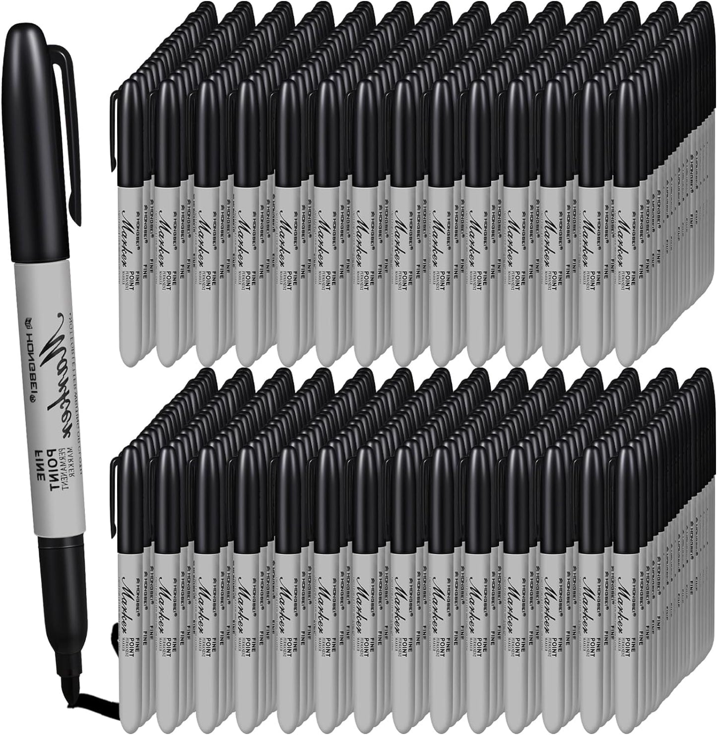 Thenshop 600 Pack Permanent Markers Bulk Black Permanent Marker Set Fine Point Pens Work on Wood, Metal, Stone, Glass