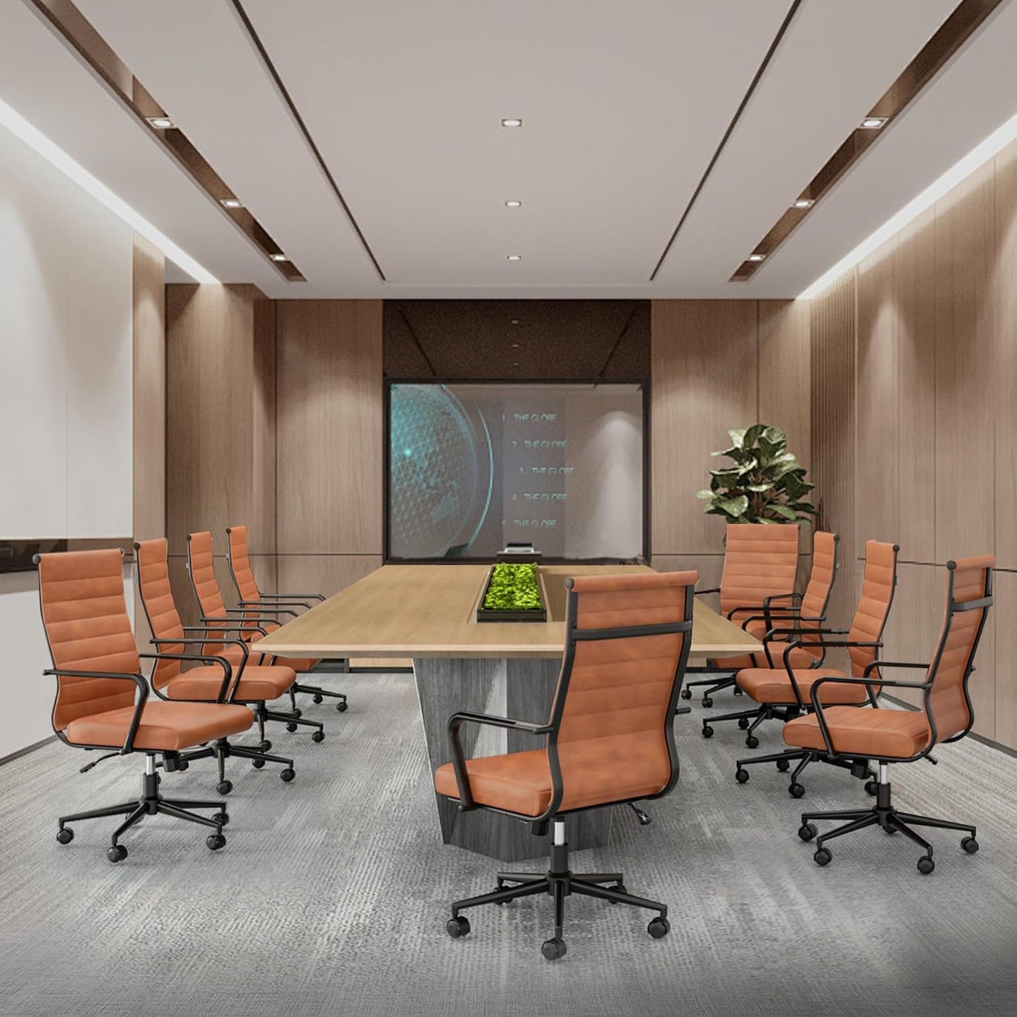 Okeysen Office Desk Chair Conference Room Chairs, Modern Ergonomic Executive Swivel Chair, Adjustable Height PU Leather Home Desk Chairs with Armrests, Comfy Computer Task Chairs with Wheels