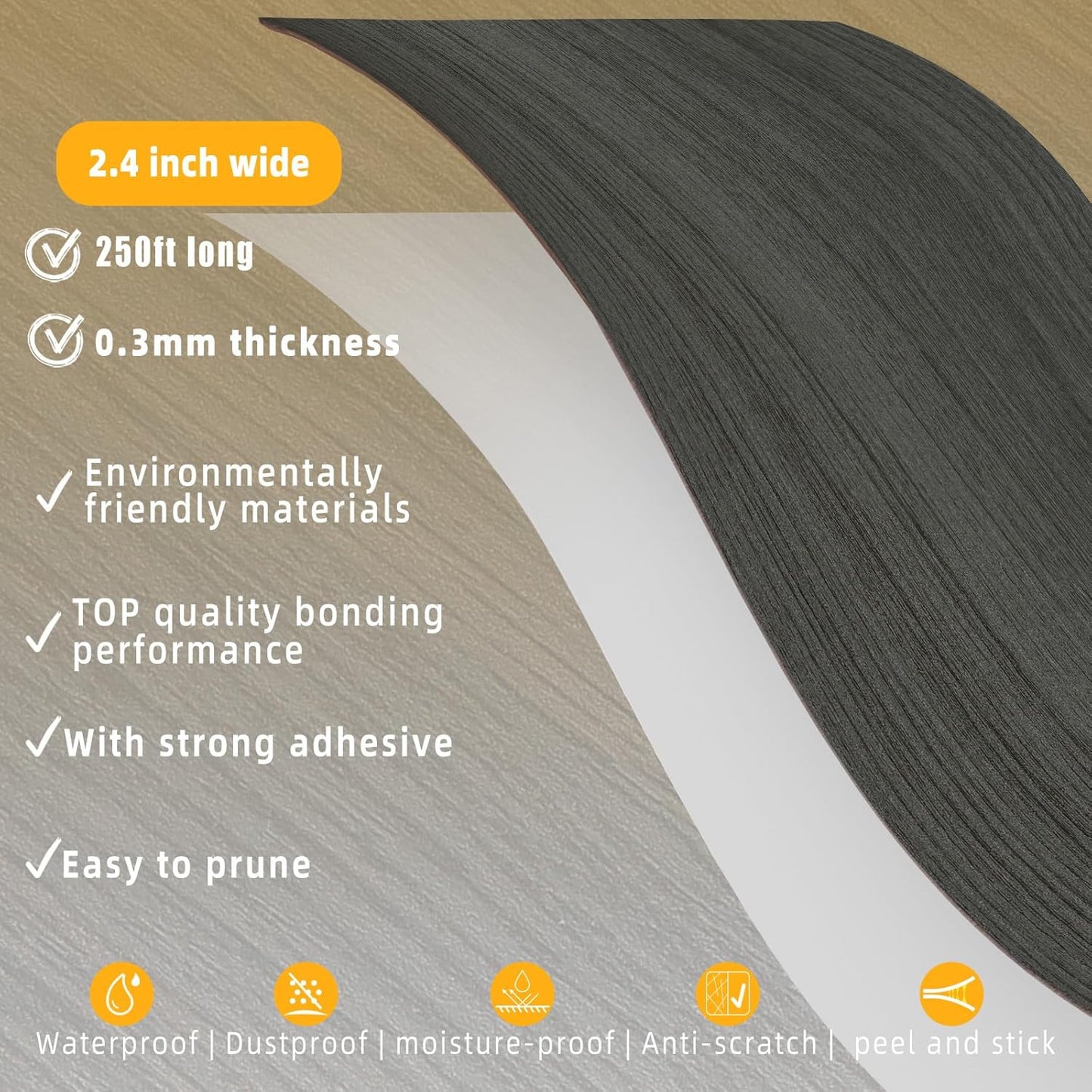 GSCIT Club Wood Grain Repair Tape, 2.4 inch X 250ft Self Adhesive Dark Walnut Grain Repair Patch for Tables, Chairs, Baseboards, Doors, Windows, Floors, Handicraft DIY.