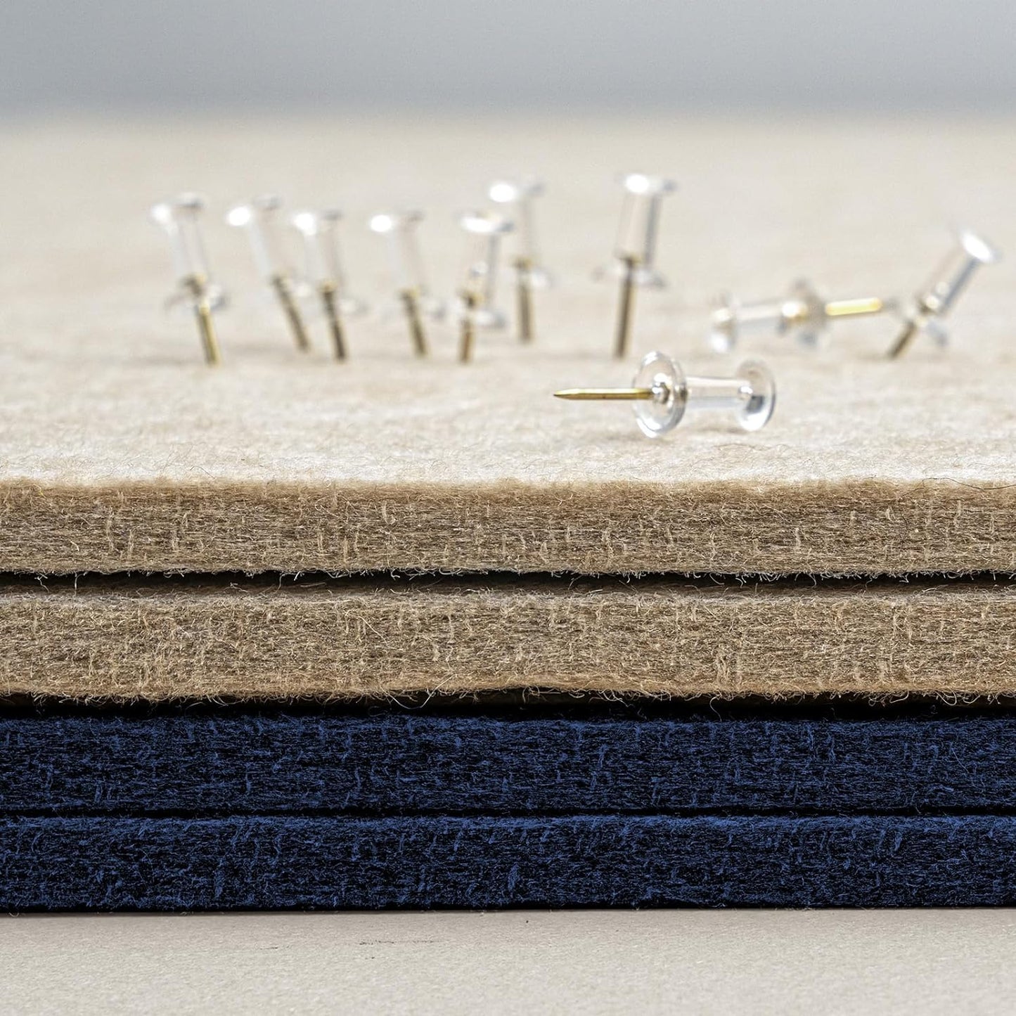 Large Bulletin Board - 48 x 36 Inches, Decorative Felt Pin Board for Wall - 4' x 3' Foldable Photo Display Board with Self-Adhesive Tape, Includes 20 Push Pins - Dark Blue