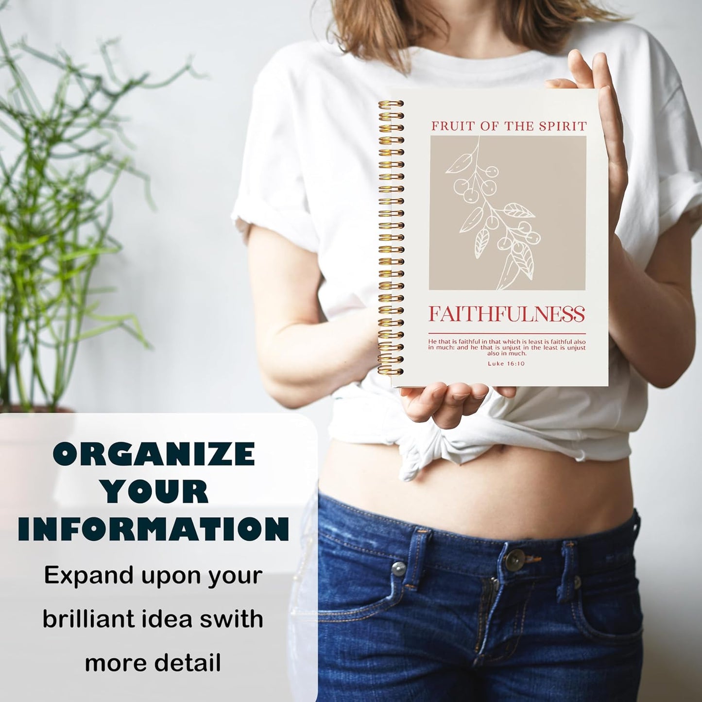 BearCake Fruit of the Spirit Faithfulness Christian Notebook Journal, Christian Gifts for Women, Bible Notebooks for Note Taking, Bible Journaling Notebook, Hardcover Spiral Notebook 5.5x8.3