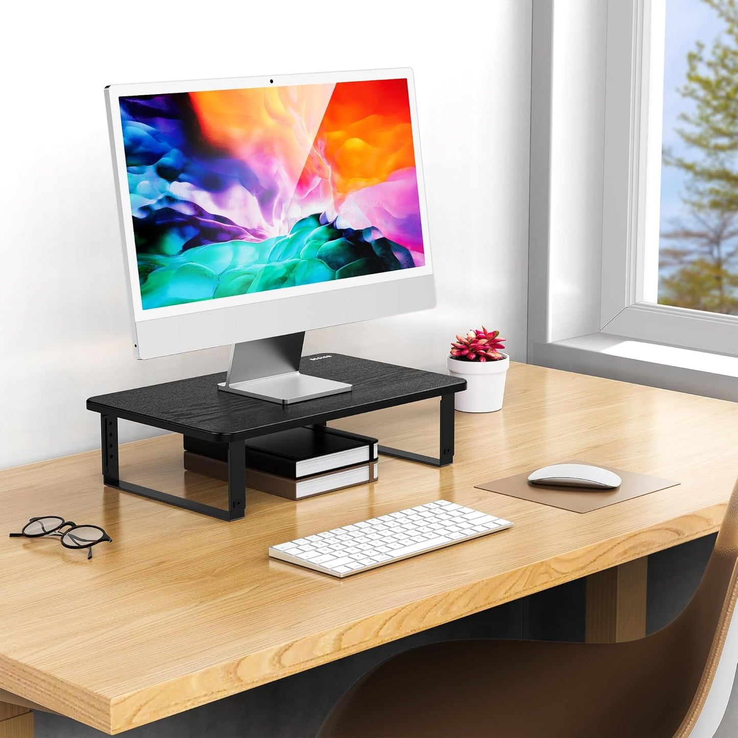 BESIGN MS01 Monitor Stand Riser, Height Adjustable Laptop Stand, Computer Monitor Stand for Monitor, Computer,Laptop,Printer (Black)