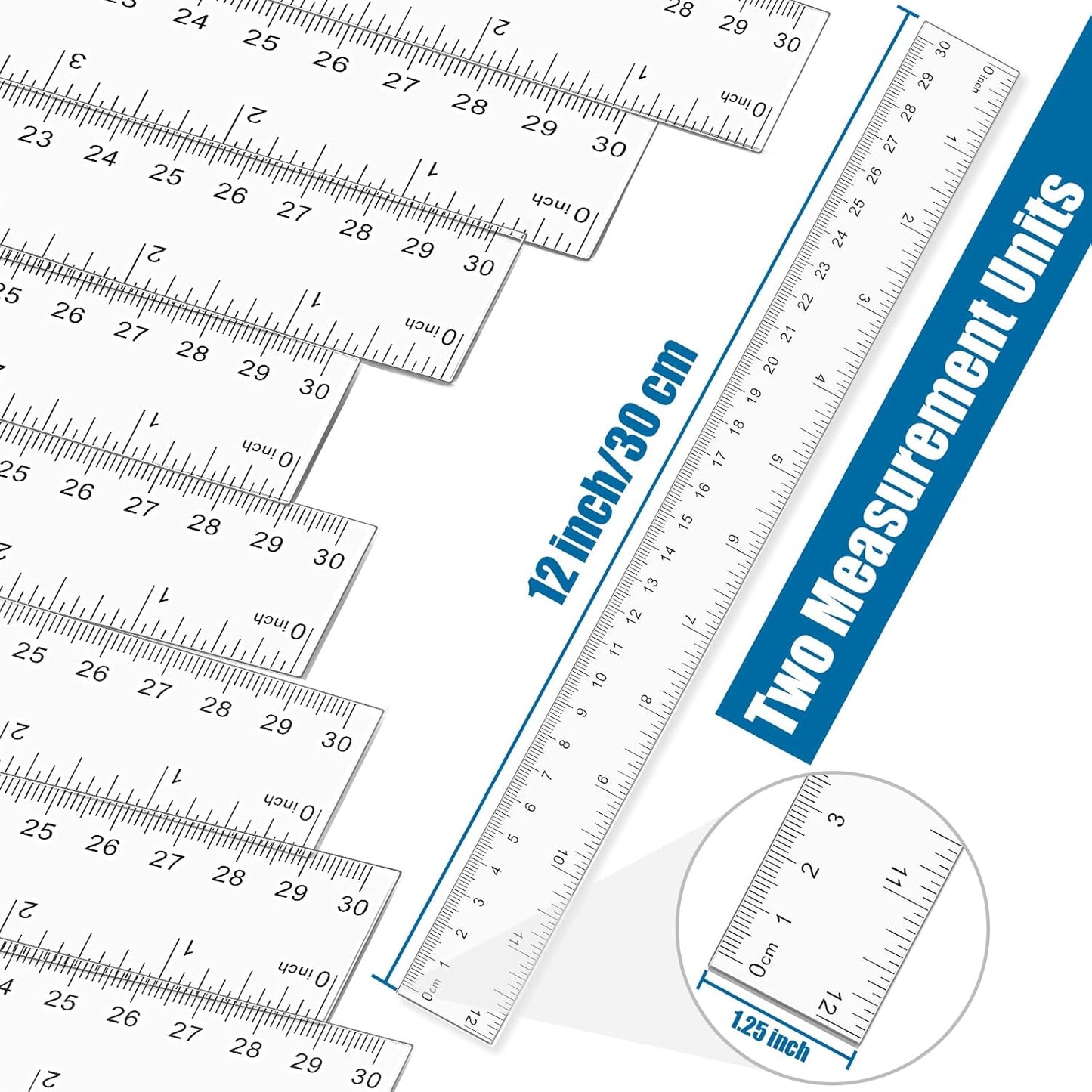 Rulers, 200 Pack 12 Inch Clear Rulers Bulk for Kids Classroom, Metric Ruler with Centimeters and Millimeters, Measuring Drawing Tools, Ideal Back to School Supplies