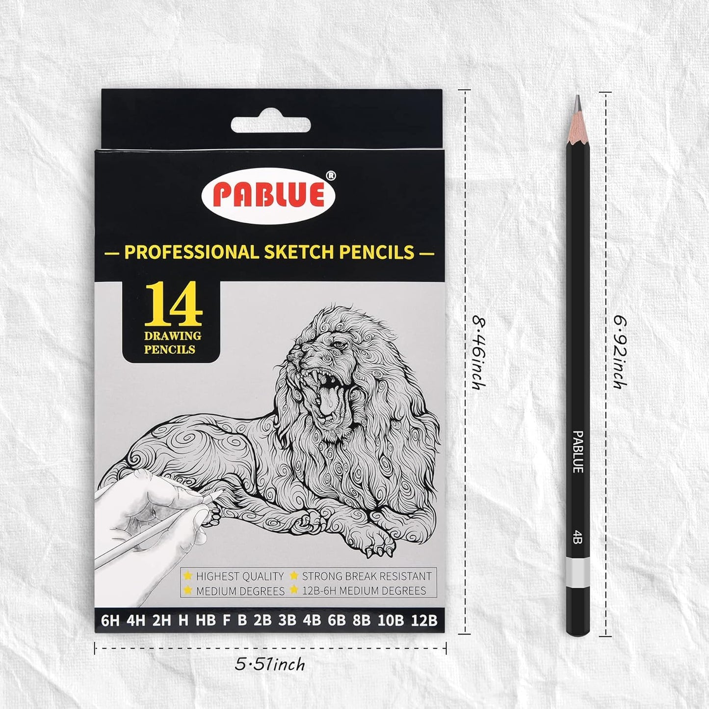 Professional Triangular Drawing Sketching Pencil Set,6H,4H,2H,H,HB,F,B,2B,3B,4B,6B,8B,10B,12B Graphite Shading Pencils for Beginners,ProArtists,Drawing,Drafting,Sketching,Shading(14 Pcs)