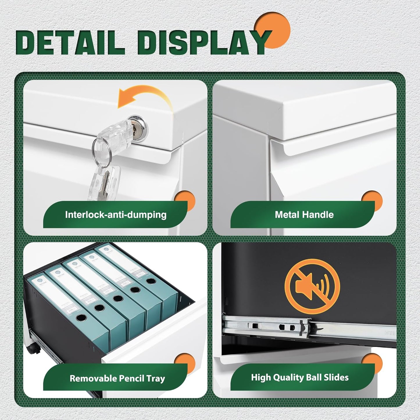 Letaya 2 Drawer Mobile File Cabinet with Lock,Under Desk Metal Filing Cabinets for Home Office Organizer Letters/Legal/A4(Fully Assembled-White)