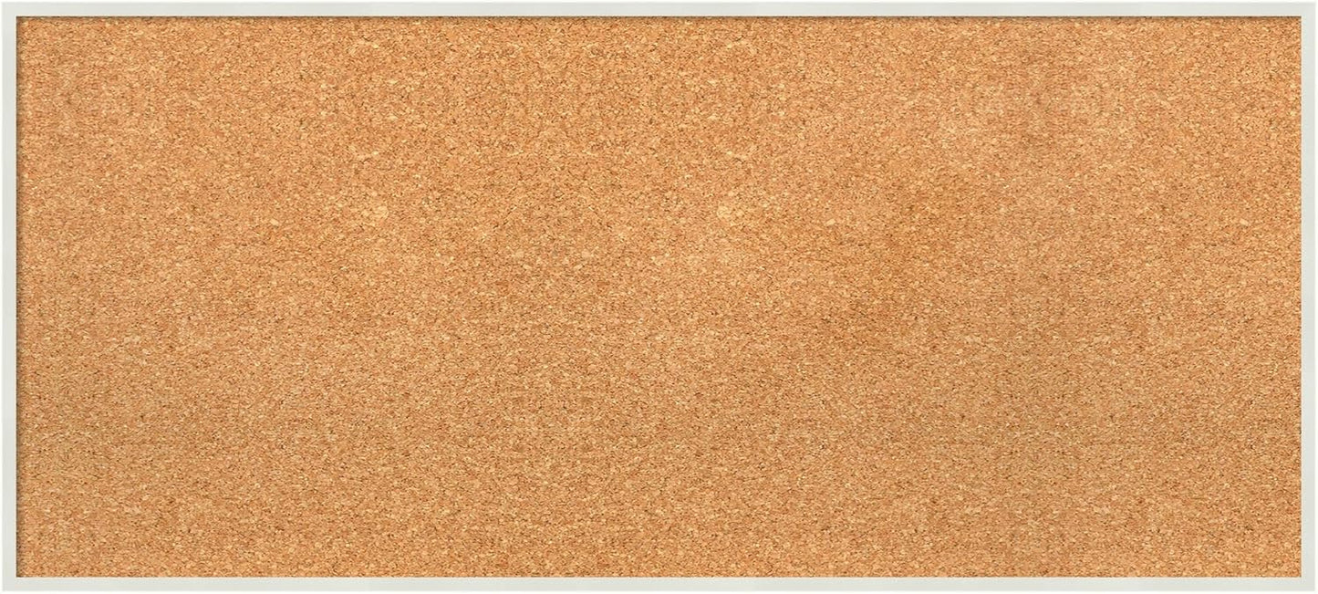 Amanti Art Natural Cork Board for Wall, 17x37 Vision Board with White Frame, Medium Corkboard Office Decor for Home Organization, Modern Corkboard Pinboard to Display Items for Home Organization in
