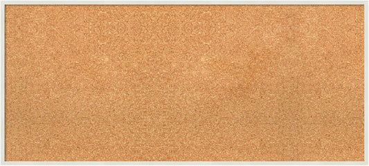 Amanti Art Natural Cork Board for Wall, 17x37 Vision Board with White Frame, Medium Corkboard Office Decor for Home Organization, Modern Corkboard Pinboard to Display Items for Home Organization in