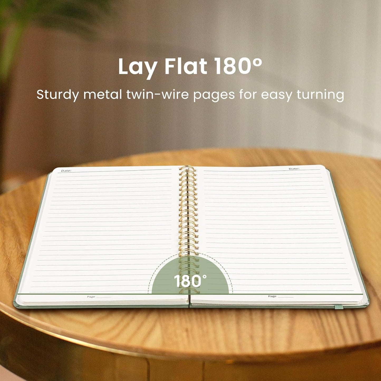 Taja Lined Spiral Journal Notebook for Work, 6 Pack, 140 Pages, College Ruled Hardcover Notebook Journal for Women, 6 Pcs, Journals for Writing, A5(6"x8") - Green