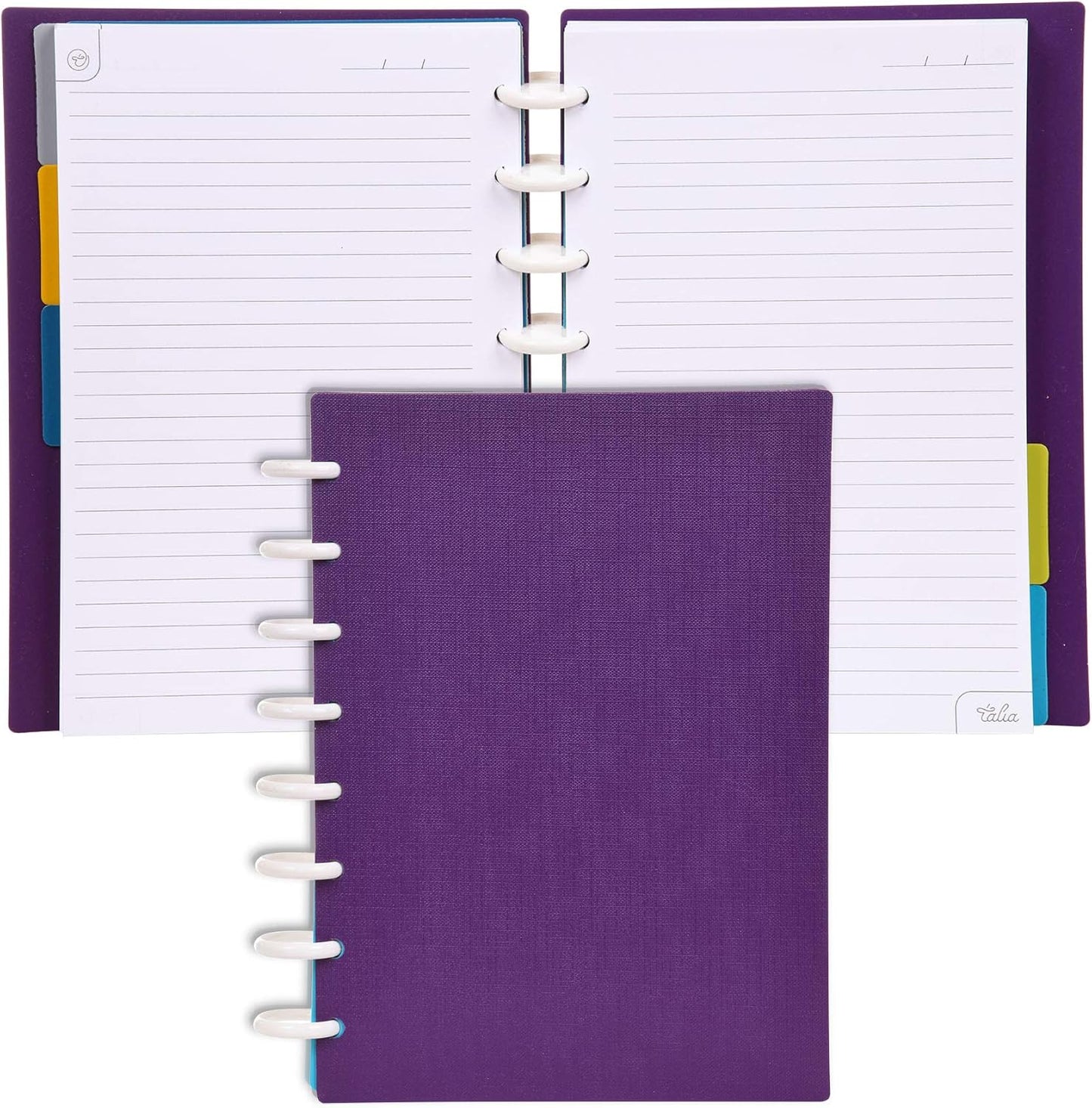 Talia Discbound Notebooks, Planner, Customizable, (Strong Purple, Junior (5.5in x 8.5in))