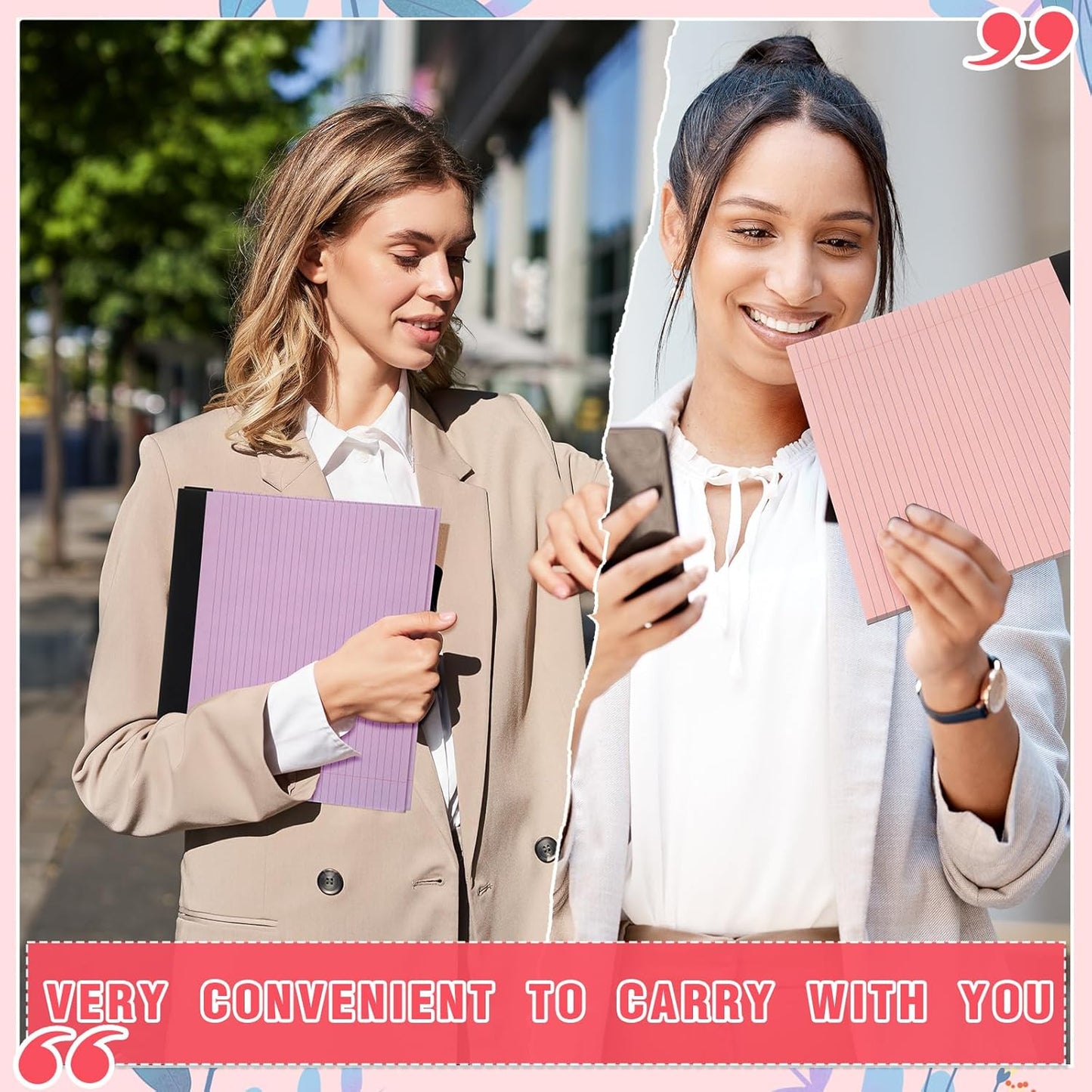 Lincia 6 Pcs 11" x 9.5" Legal Pads College Ruled Notepad Landscape Notebook Horizontal Lined Notebook 80 Gsm Assorted Colors Paper Pastel Writing Pads for School Office, 40 Sheet (Childish Color)