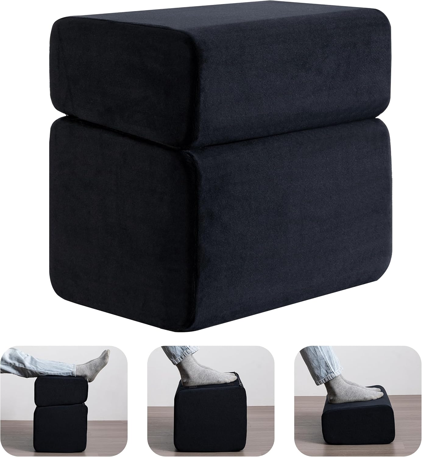 Ganondorf Foot Rest for Under Desk at Work Adjustable Foot Rest Under Desk Ergonomic Foot Stools for Under Office Desk Leg Pillow for Underdesk Footrest with Washable Cover, Black