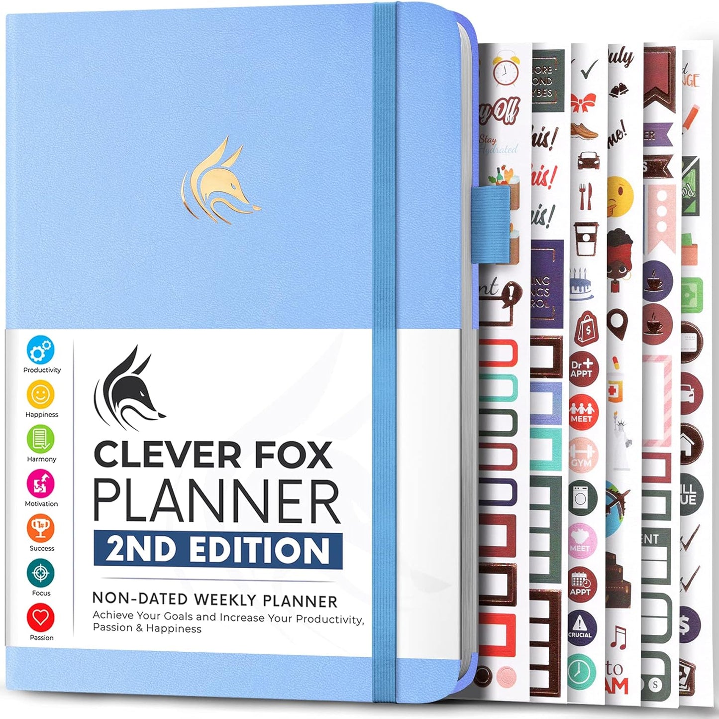 Clever Fox Planner 2nd Edition – Colorful Weekly & Monthly Goal Planner, Time Management & Productivity Organizer, Undated, A5 (Periwinkle)