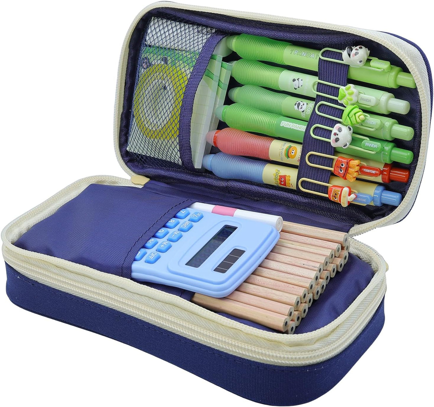 Large Capacity Pencil Case - Durable Zipper Aesthetic Pen Pouch, Big Storage Organizer for School, Office & Travel - Waterproof & Multi-Use (Blue)