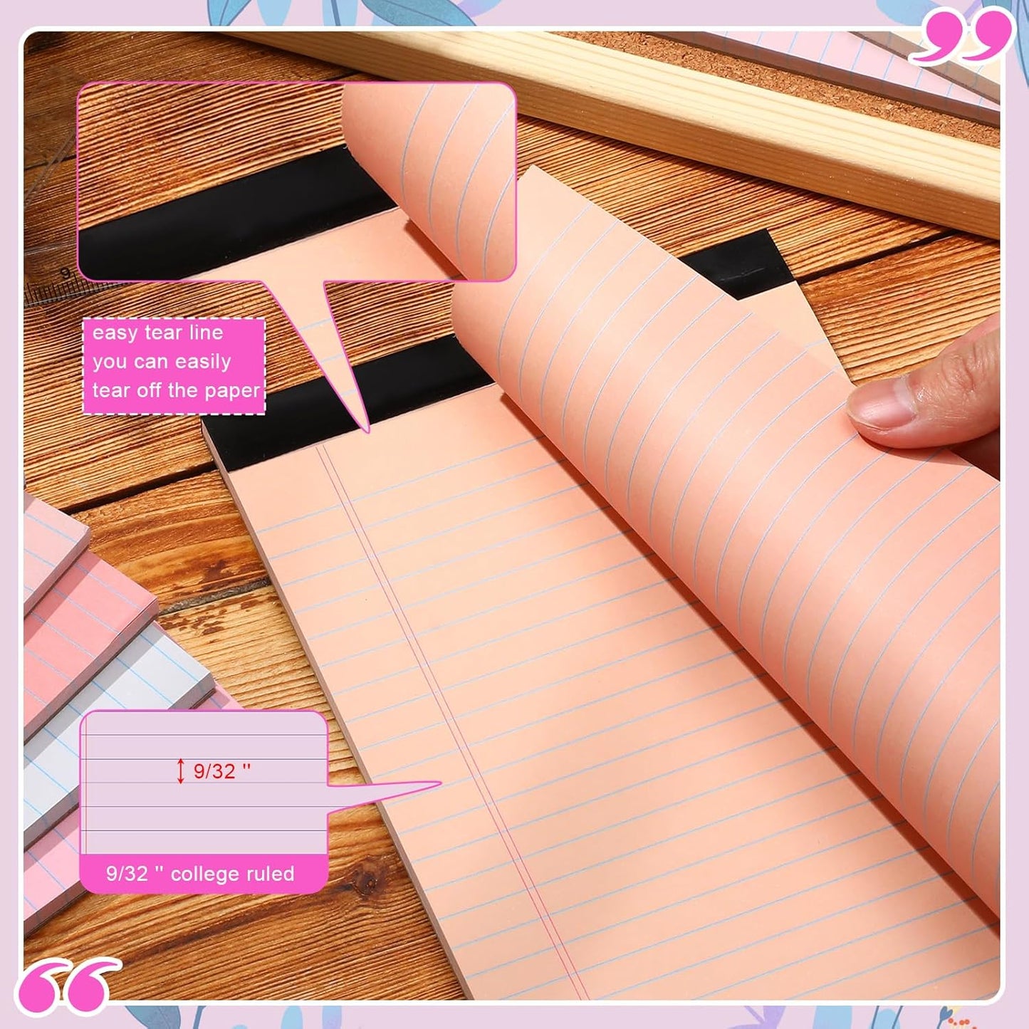 Lincia 12 Pcs 12 Pcs 5" x 8" Small Legal Pads Colored Lined Note Pads Narrow Ruled Writing Notepads 50 Sheets Per Micro Paper Notebook Lined and Perforated for College Office Supplies (Sweet Colors)