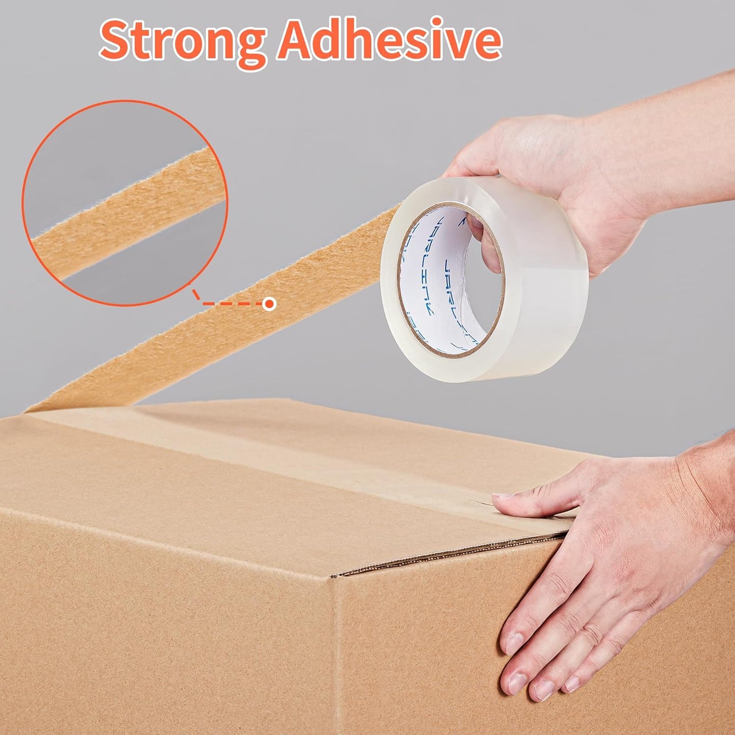 JARLINK 12 Rolls Clear Packing Tape with 2 Dispensers, Heavy Duty Packaging Tape Refills for Shipping Packaging Mailing, 2.7mil Thick, 1.88 inches Wide, 55 Yards Per Roll, 660 Total Yards