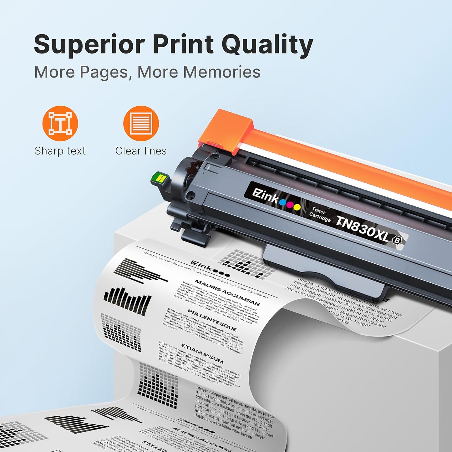 E-Z Ink Compatible Toner Cartridge Replacement for Brother TN830XL TN 830 TN830 Toner Cartridges for HL-L2460DW DCP-L2640DW HL-L2480DW HL-L2400D HL-L2405W MFC-L2820DW Printer (4 Black)