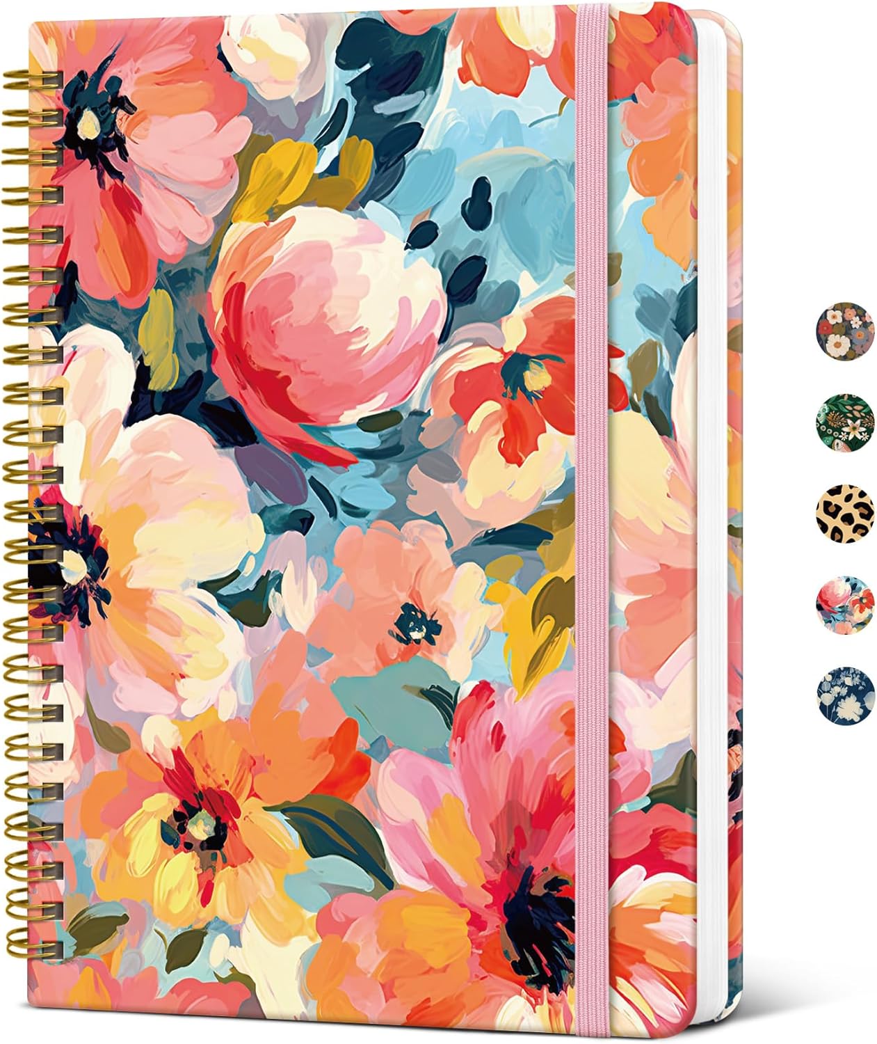 Lined Spiral Journal Notebook for Women, Cute A5 College Ruled Hardcover Notebook for Work & Note Taking, Aesthetic Pretty Journal for Writing, 140 Pages, Pastel Garden