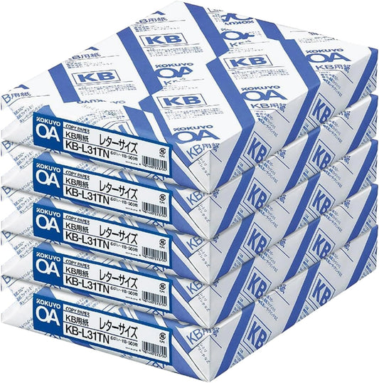 Kokuyo Letter Size (8.5 x 11 inches) KB Paper, 5 Ream (2500 Sheets), 64gsm, 80 Bright - Perfect for Printing, Writing and Journal - FSC Certified, Japan Import (KB-L31TN)