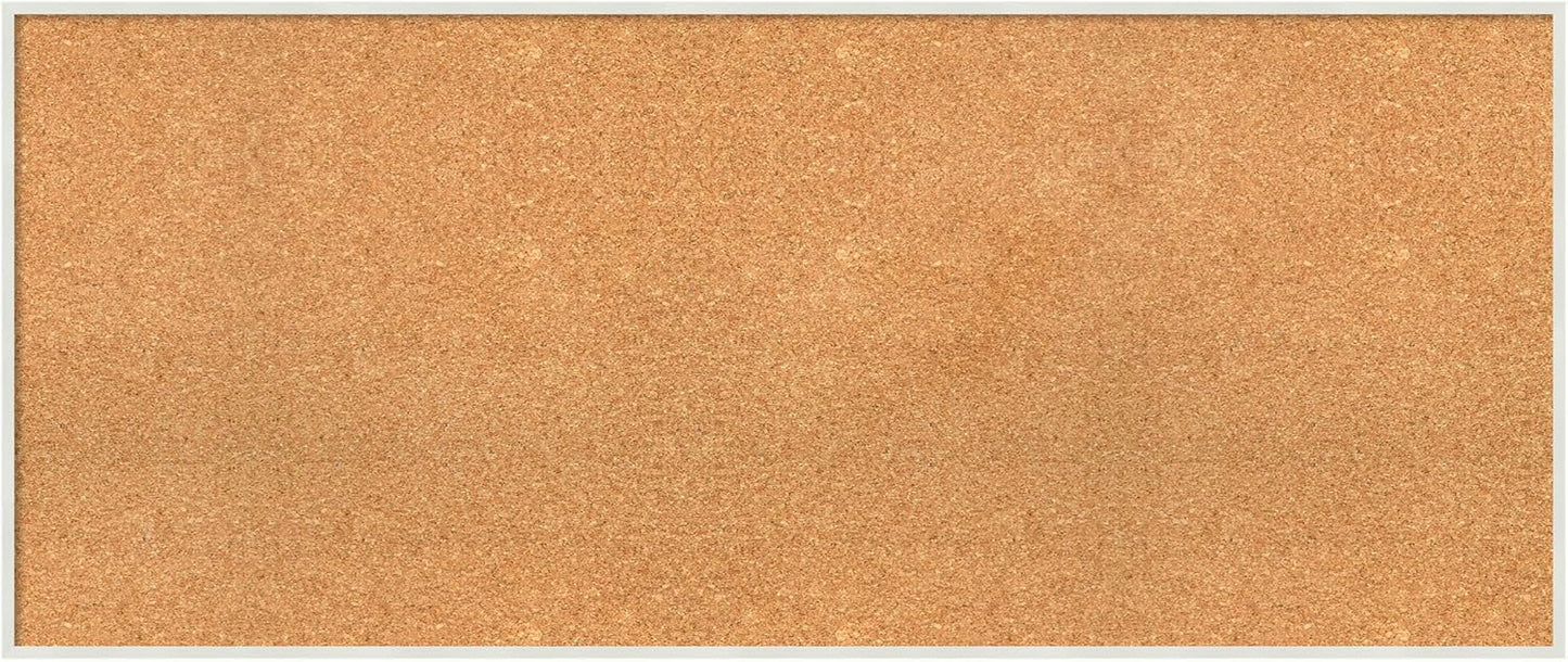 Amanti Art Natural Cork Board for Wall, 21x49 Vision Board with White Frame, Oversize Corkboard Office Decor for Home Organization, Modern Corkboard Pinboard to Display Items for Home Organization in