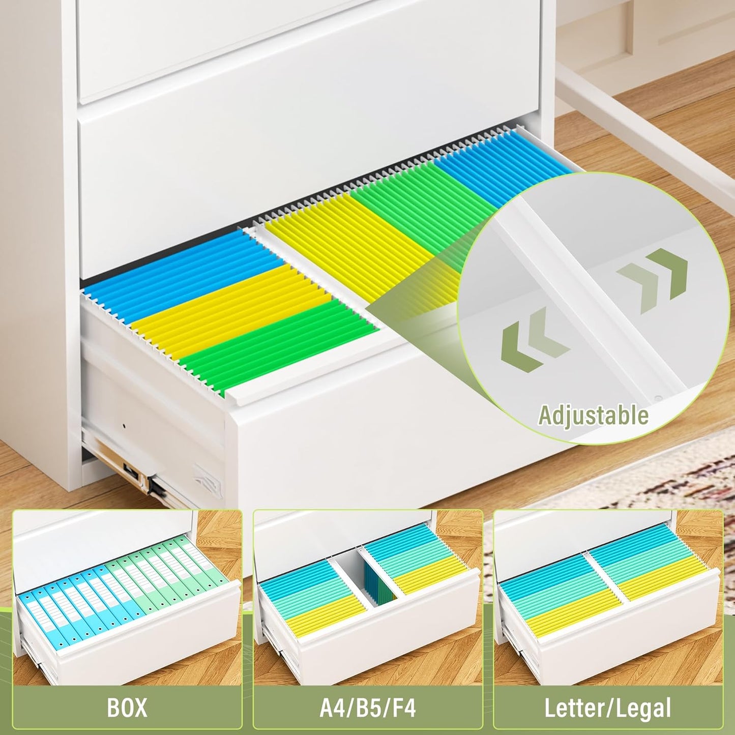 Crownland Lateral File Cabinet with 4 Drawers, 36" W Metal Lockable Office File Cabinets for Home Office- Stores Letter/Legal/A4/F4 Files(White)