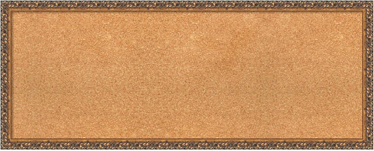 Amanti Art Natural Cork Board for Wall, 16x40 Vision Board with Bronze Frame, Medium Corkboard Office Decor for Home Organization, Traditional Corkboard Pinboard to Display Items for Home