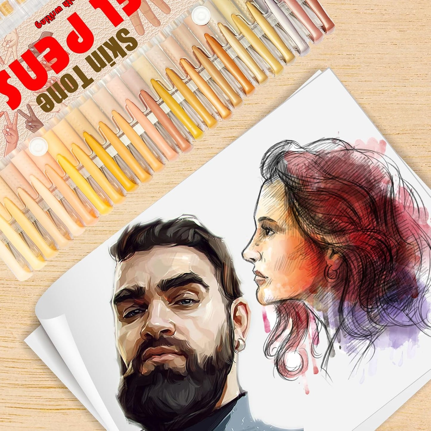 Skin Tone Gel Pens for Coloring Book,72 Color Gel Pens Set including 24 Color Gel Pen with 48 Refills,40% More Ink Colored Gel Pens for Drawing, Doodling, Scrapbook, Journaling