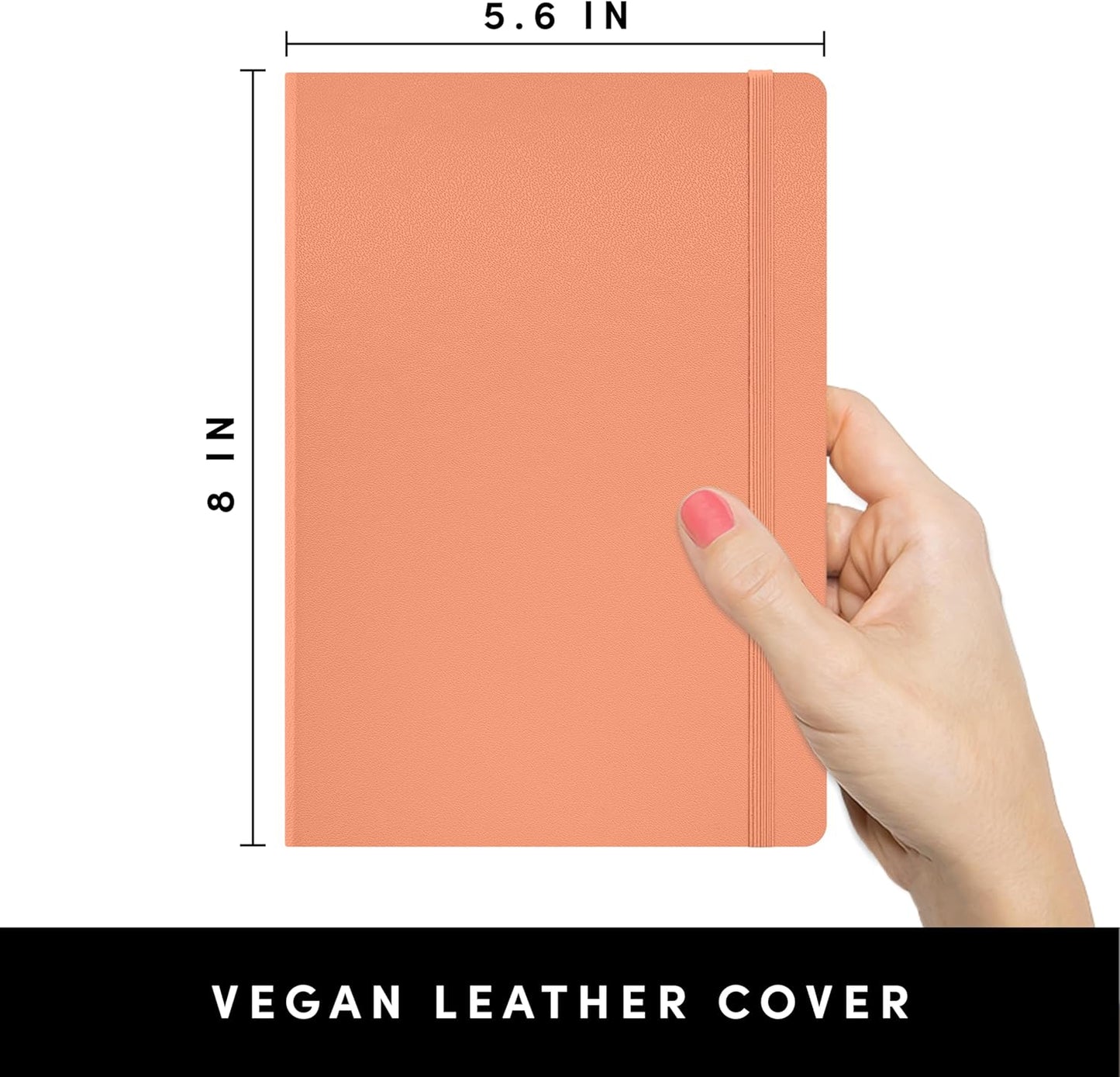 PAPERAGE Dotted Journal Notebook, (Coral), 160 Pages, Medium 5.6 in x 8 in - 100 GSM Thick Paper – Hardcover Journaling Notebook for Work, School & Bullet Journaling