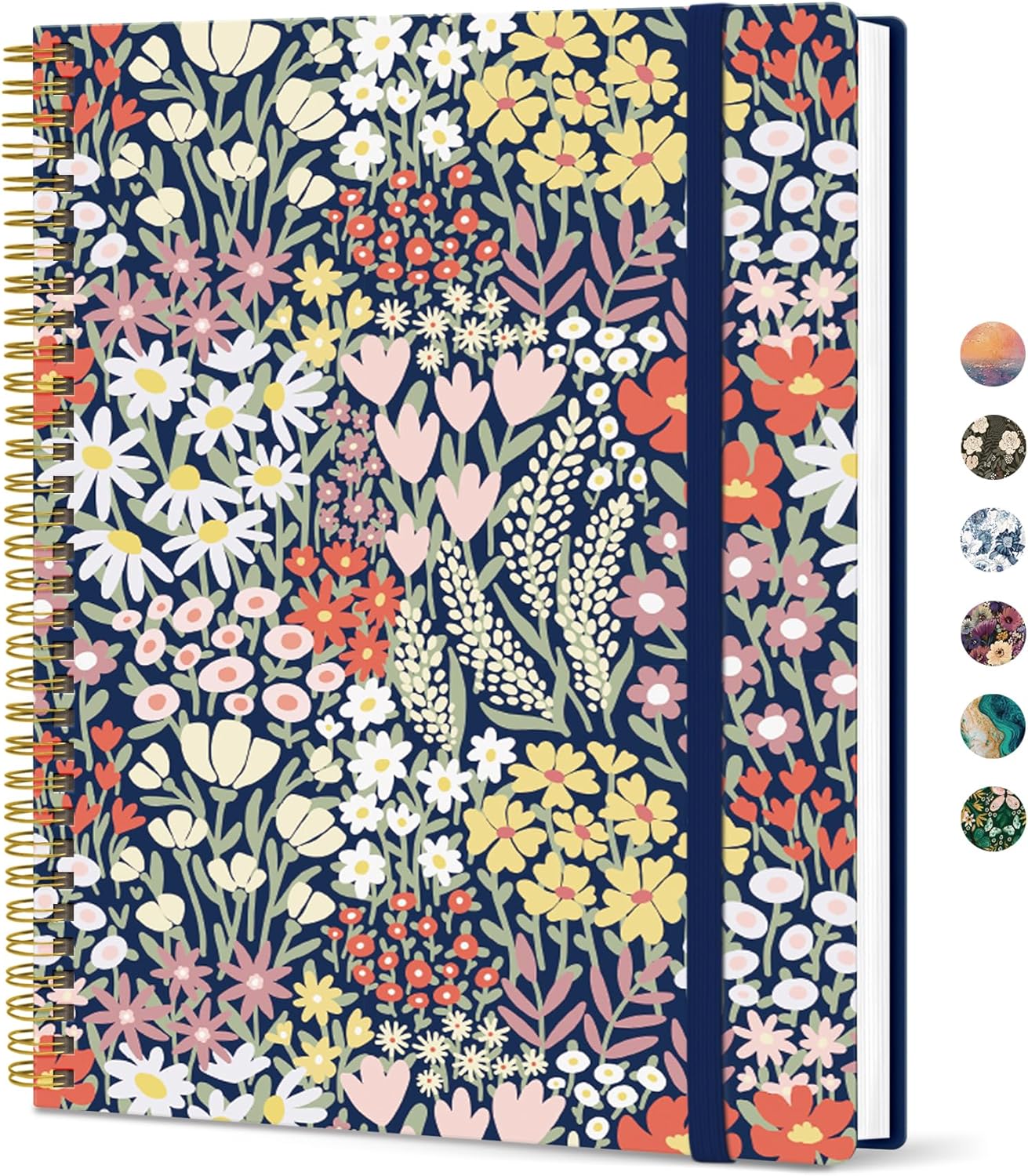 Taja Spiral Lined Notebook, 8.5"x11" Notebooks for Work, Large A4 Journal for Women & Men, College Ruled Journaling Notebook for Writing, Plastic Cover Spiral Journal, Spring Meadow