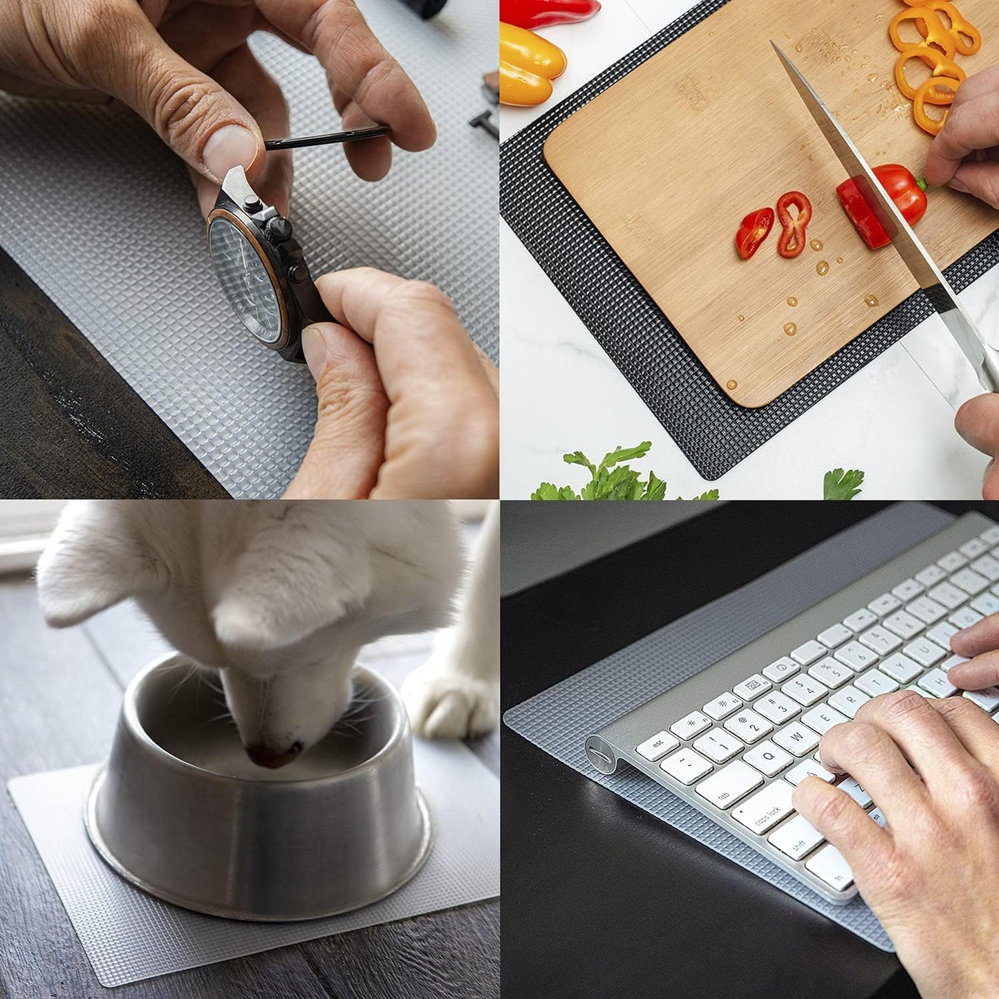 CatTongue Grips Non-Adhesive Anti-Slip Mat - Multi-Purpose Non-Slip Pad for Countertops, Desks, Tables & Workspaces - Ideal Desk Mat, Drawer Liner, Laptop Pad & More (Clear, 8” x 12”)