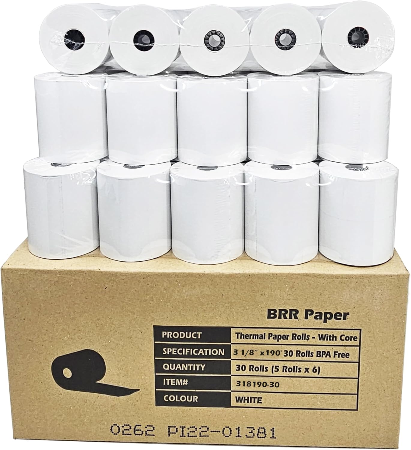 (30 Rolls) 3 1/8 x 190 Thermal Paper Rolls Compatible with Clover Stations, Square Stations and Most Receipt Printers