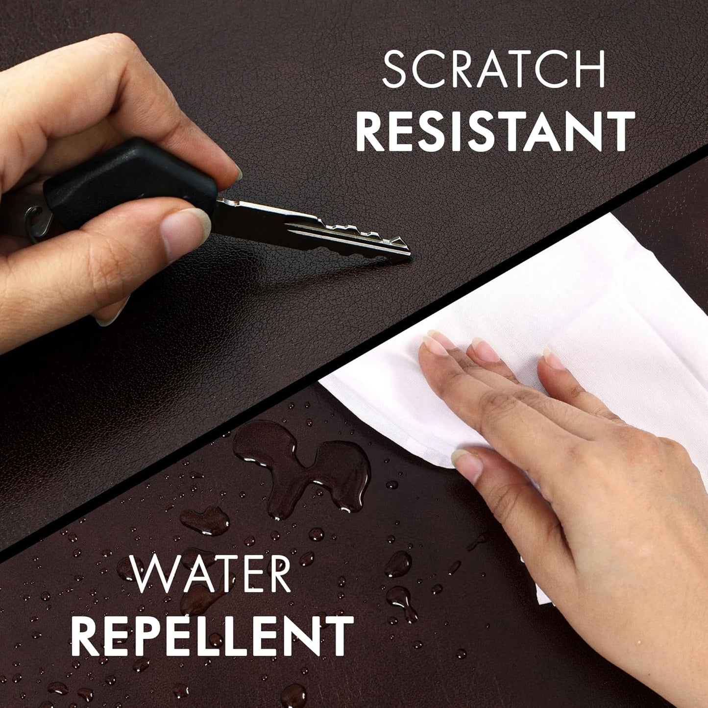 Elizo Leather Desk Mat Desk Pad Blotter Set - Real Full-Grain Leather (32x16) 2-Layer Genuine Desk Cover Protector & Large Mouse Pad | Computer Keyboard Desk Accessories for Office & Home