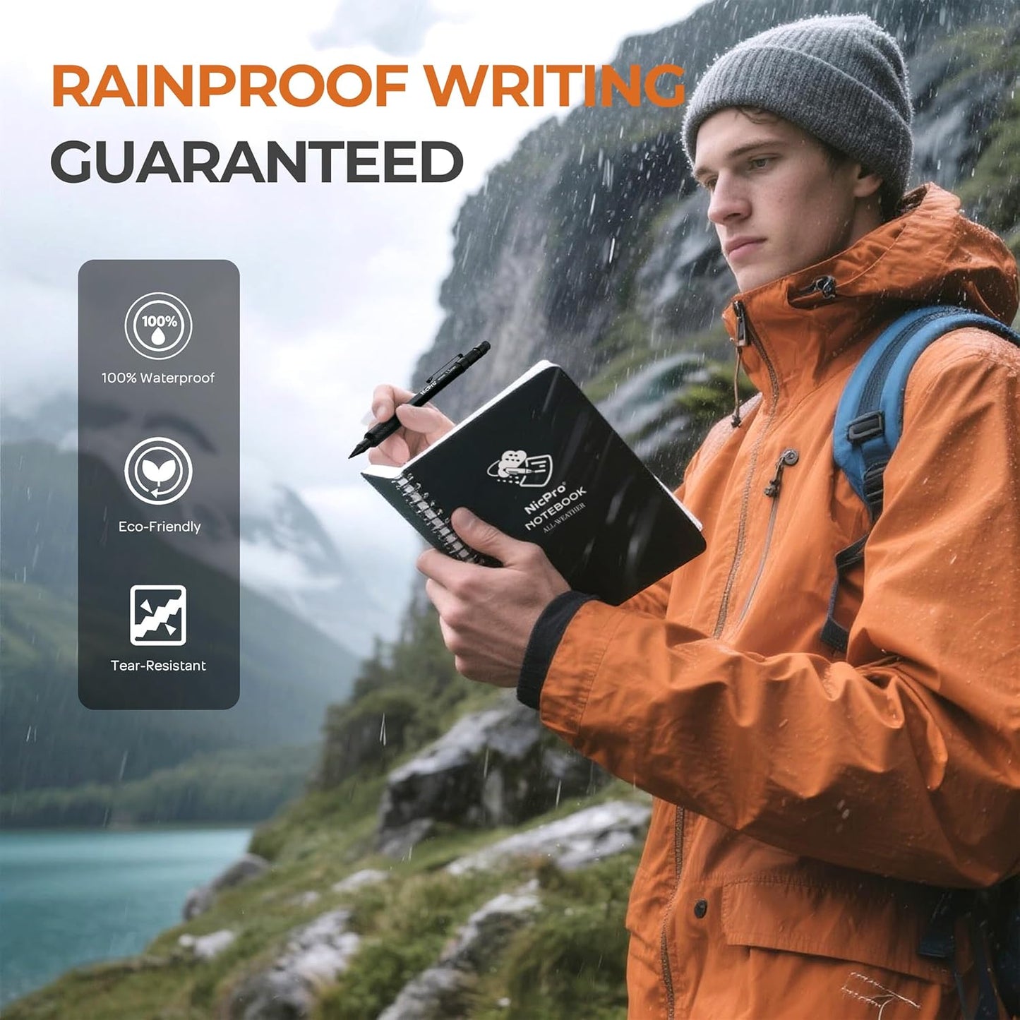 Nicpro 1.3mm Mechanical Pencil Set in Leather Bag with Lead Refill Black & Colors, Erasers- Weatherproof Metal Heavy Duty Carpenter Pencil & Spiral Notebook for Outdoor Drafting Marking Drawing