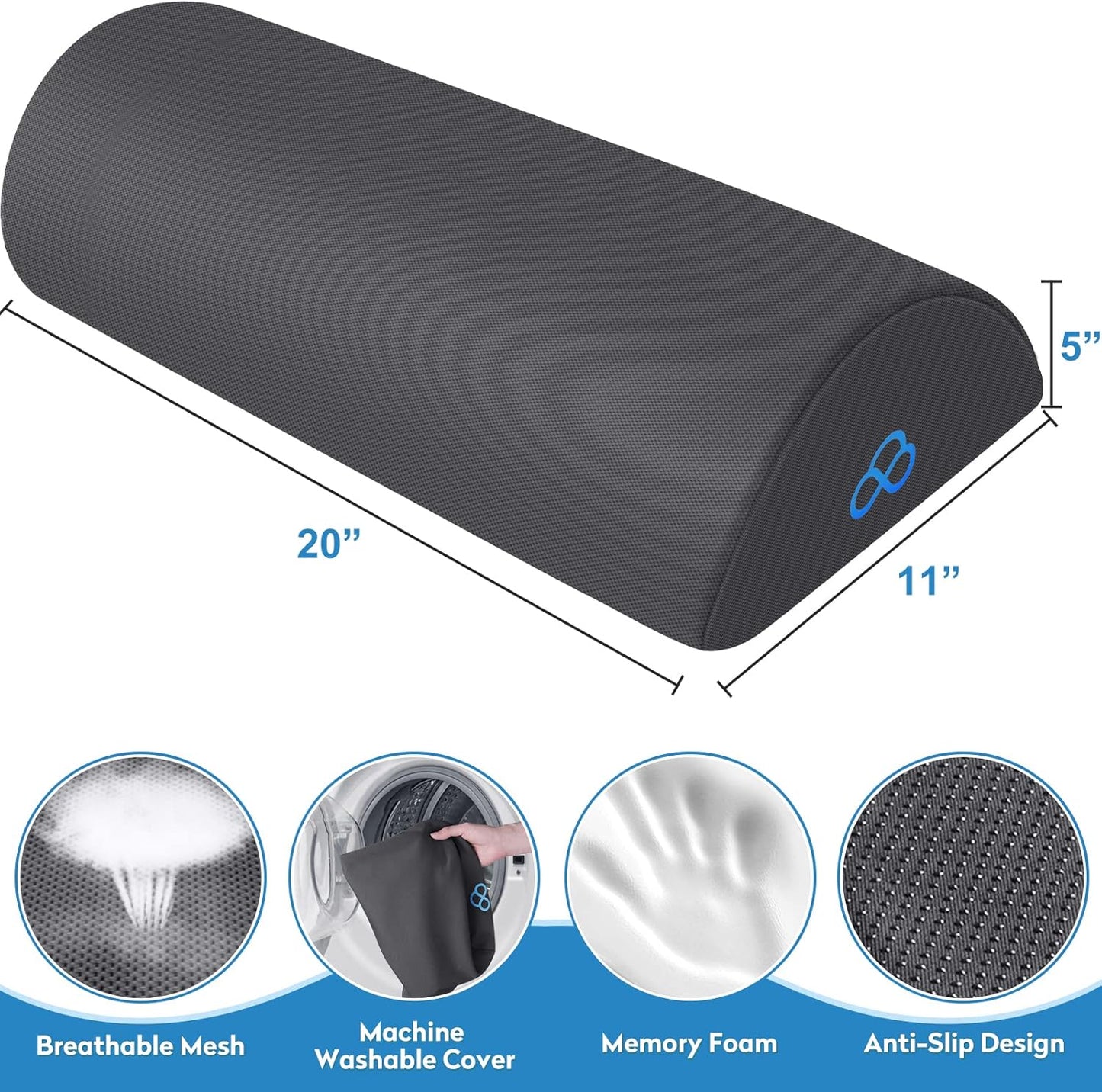 StepLively Foot Rest Ergonomic Pillow for Under Desk at Work, Anti-Fatigue Footrest Support Pillow for Fatigue & Pain Relief, Comfortable for Office Chair, Car Seat & Gaming Chair - Grey, Large