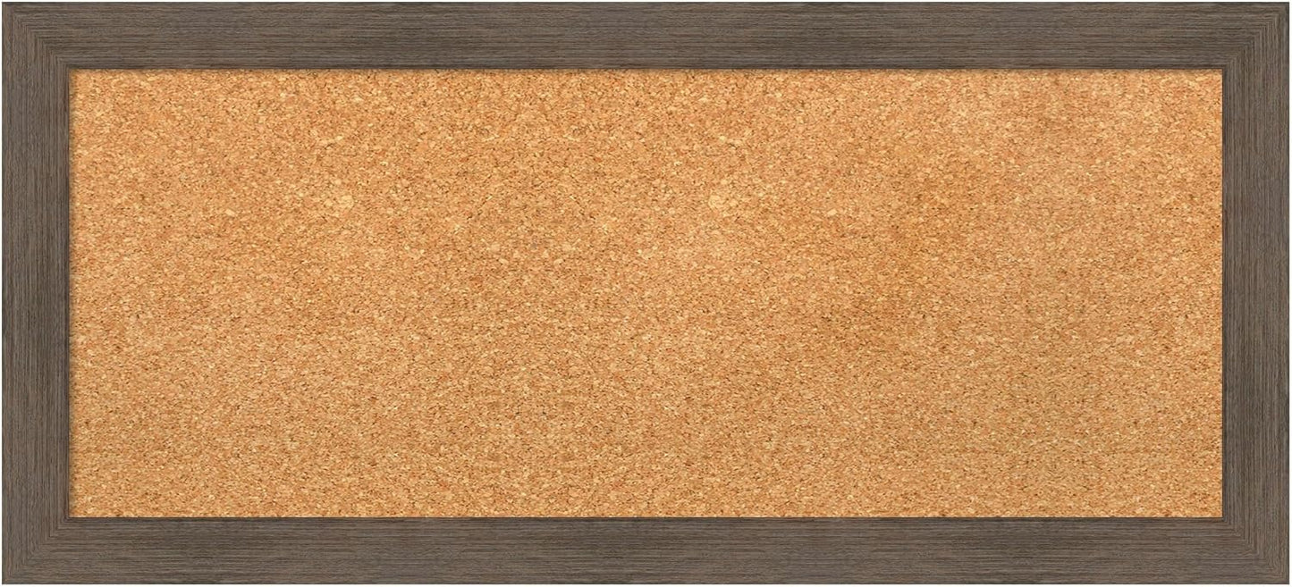 Amanti Art Natural Cork Board for Wall, 15x33 Vision Board with Brown Wood Frame, Medium Corkboard Office Decor for Home Organization, Rustic Farmhouse Corkboard Pinboard to display items for home