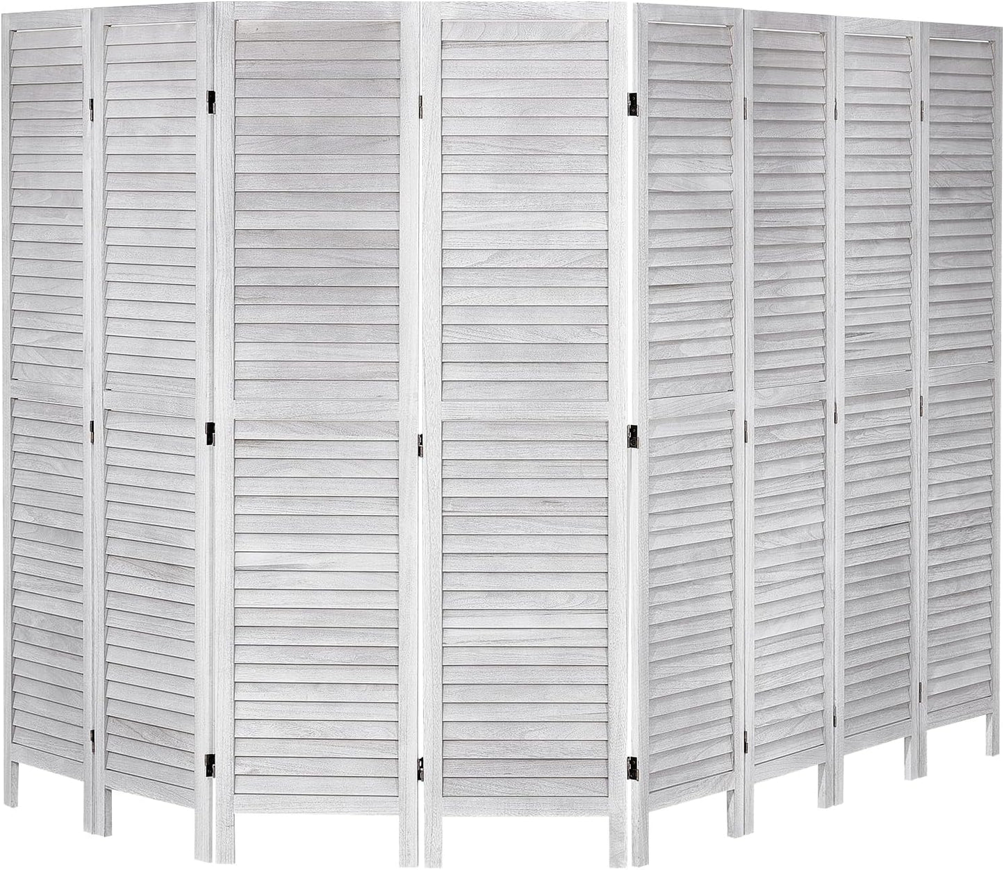 VEVOR Wood Room Divider, 8 Panel Wood Folding Privacy Screen, 66.9 Inches Tall Indoor Louvered Wooden Partition, Portable Decoration Screen, for Room Separation, Home, Office, Restaurant & Bedroom