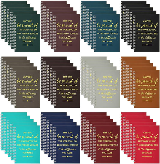 Colarr 60 Pcs A5 Inspirational Spiral Notebook Bulk Appreciation Gift 6x8 Inch Motivational Notepad 100 Page/50sheet Lined College Ruled Journal for Employee Coworker Teacher Nurse (Dark Colors)