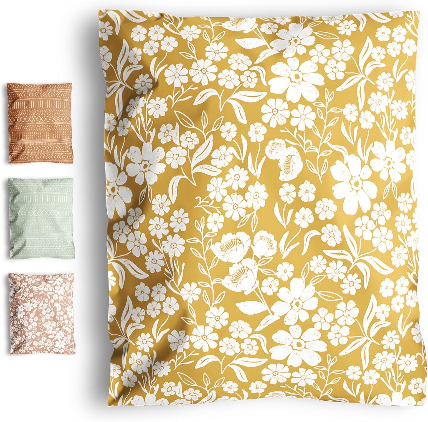 Poly Mailers 10x13 Inch 500 Pack Medium Shipping Bags Strong Thick Mailing Envelopes | Self Sealing Adhesive | Waterproof & Tear Resistant | Small Business Packaging - Floral Mustard Yellow