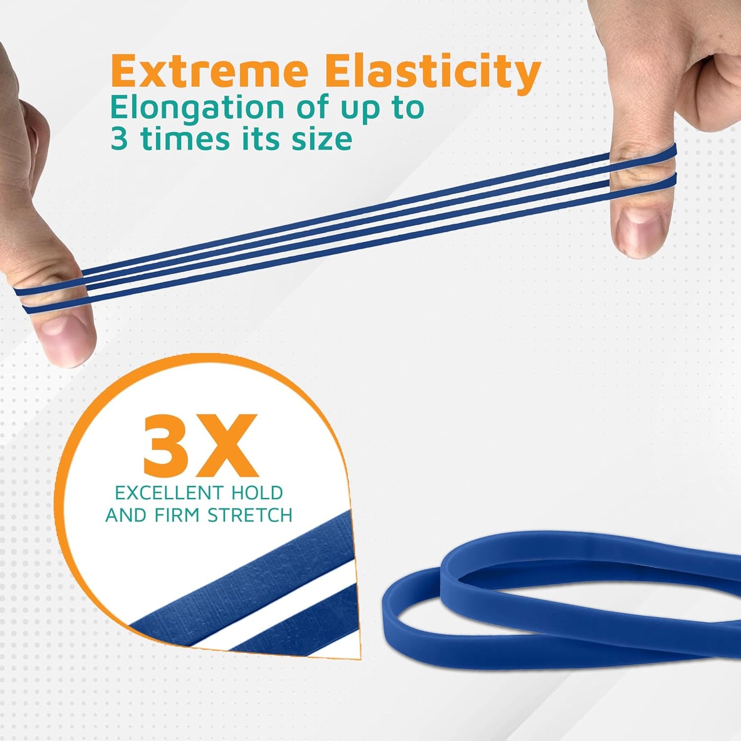 PlasticMill Blue Rubber Bands Size 33 (3 1/2" x 1/8") - #33 Colored Rubber Bands Office Supplies - Strong, Elastic Bands for Crafts, Balloon Garland, Cash, File Folders (500-Pack)