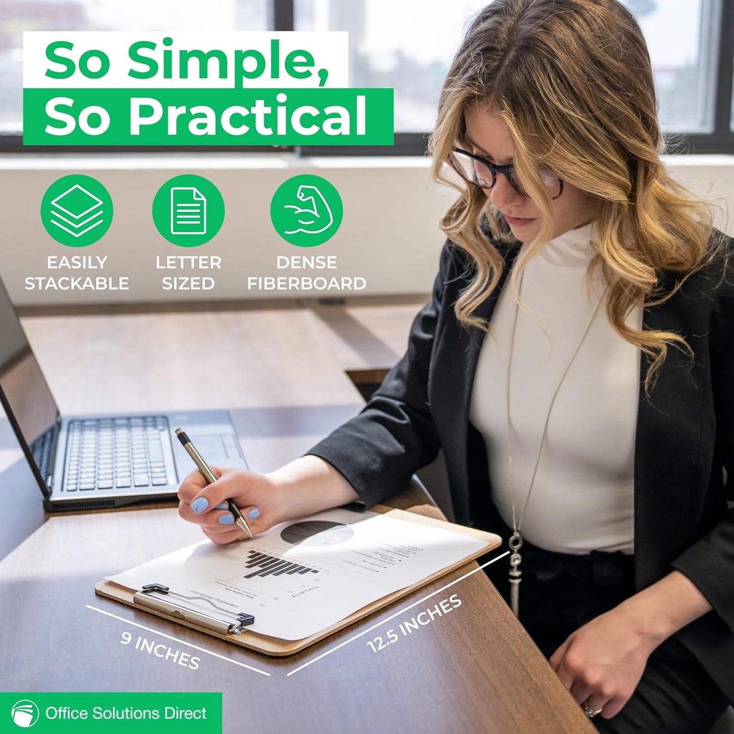 Letter Size Clipboards with Low Profile Clip (Set of 5) - Wood Clipboards Bulk 5 Pack, Heavy Duty Clipboard, Back to School Teacher Classroom Supplies, School Supplies for College Students