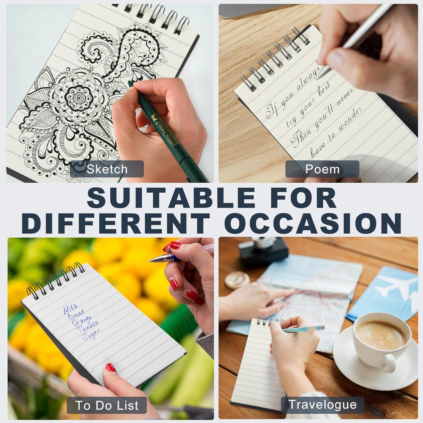 Tenceur 18 Pcs Pocket Notebook Bulk Small 3x5 Inch Spiral Notepads Mini Top Bound Notebook with Lined 120 Pages Ruled Memo Pads for Office College Nurse Essentials Back to School Gift