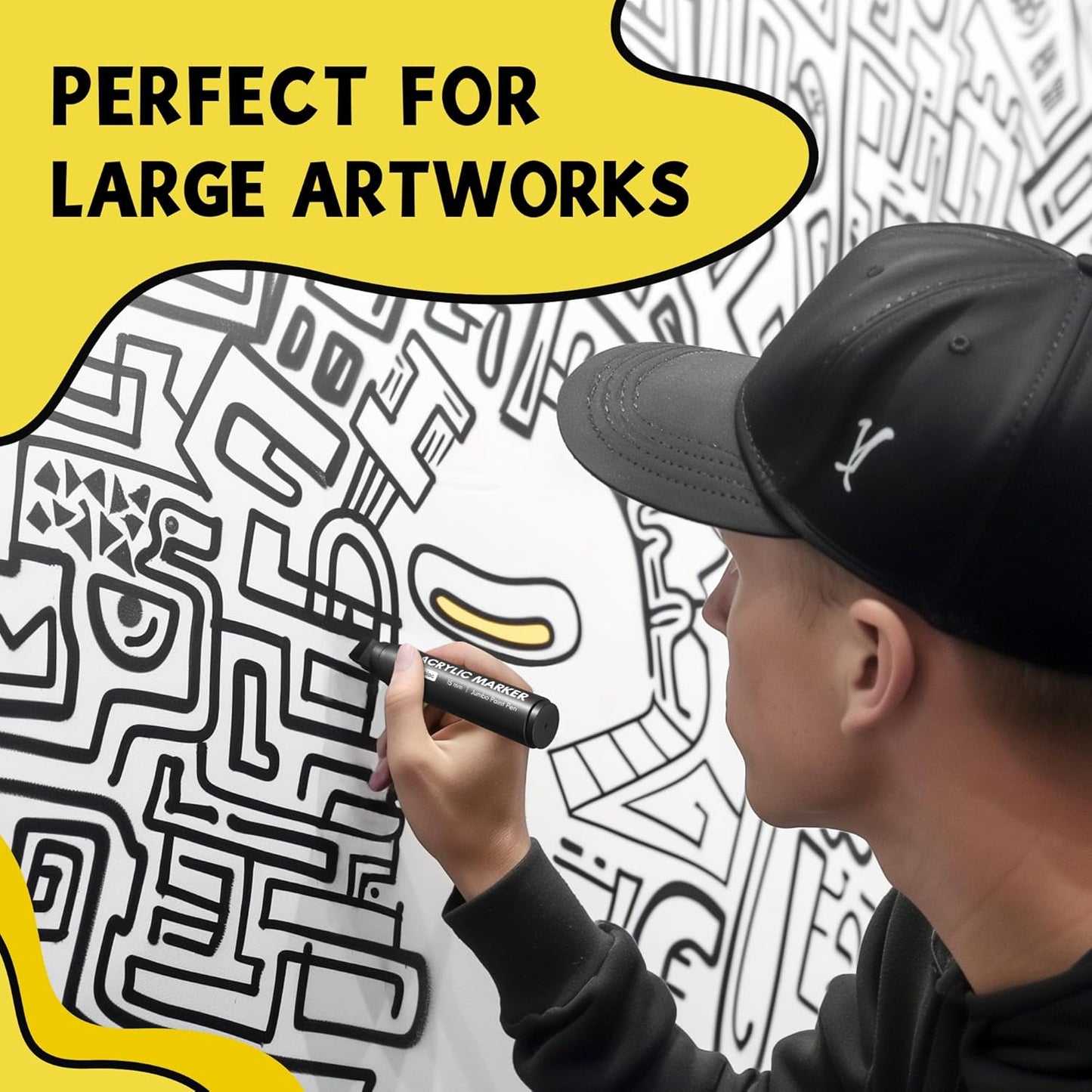 3 Jumbo Permanent Markers Red, 15mm Thick Wide Tip, Large Acrylic Paint Markers for Rock Painting, Poster, Graffiti, Stone, Ceramic, Glass, Wood, Canvas