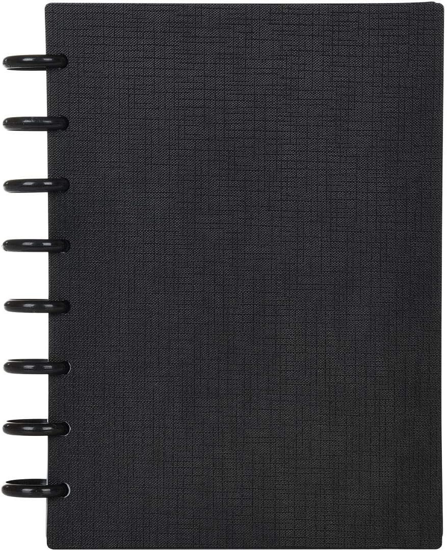 Talia Discbound Notebooks, Planner, Customizable, (Black w/Black Discs, Junior (5.5in x 8.5in))