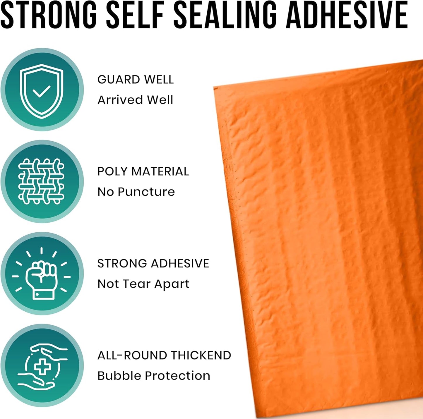 Levex - #000 4" x 8" [10 Pack] Orange Poly Bubble Mailers, Padded Envelope Mailers, Packing Envelope & Mailing Bags for Shipping