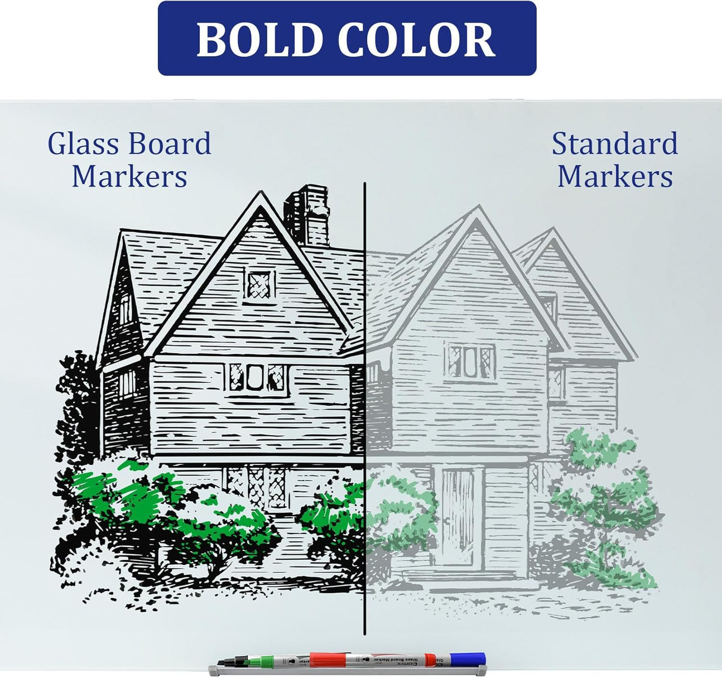 Comix Glass Board Dry Erase Markers, Low Odor Whiteboard Markers, Chisel Tip, 4 Assorted Colors, 12 Pack